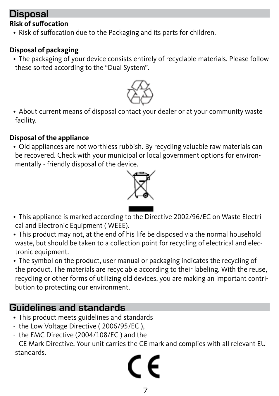 Disposal, Guidelines and standards | TechniSat DigitRadio 210 User Manual | Page 7 / 17