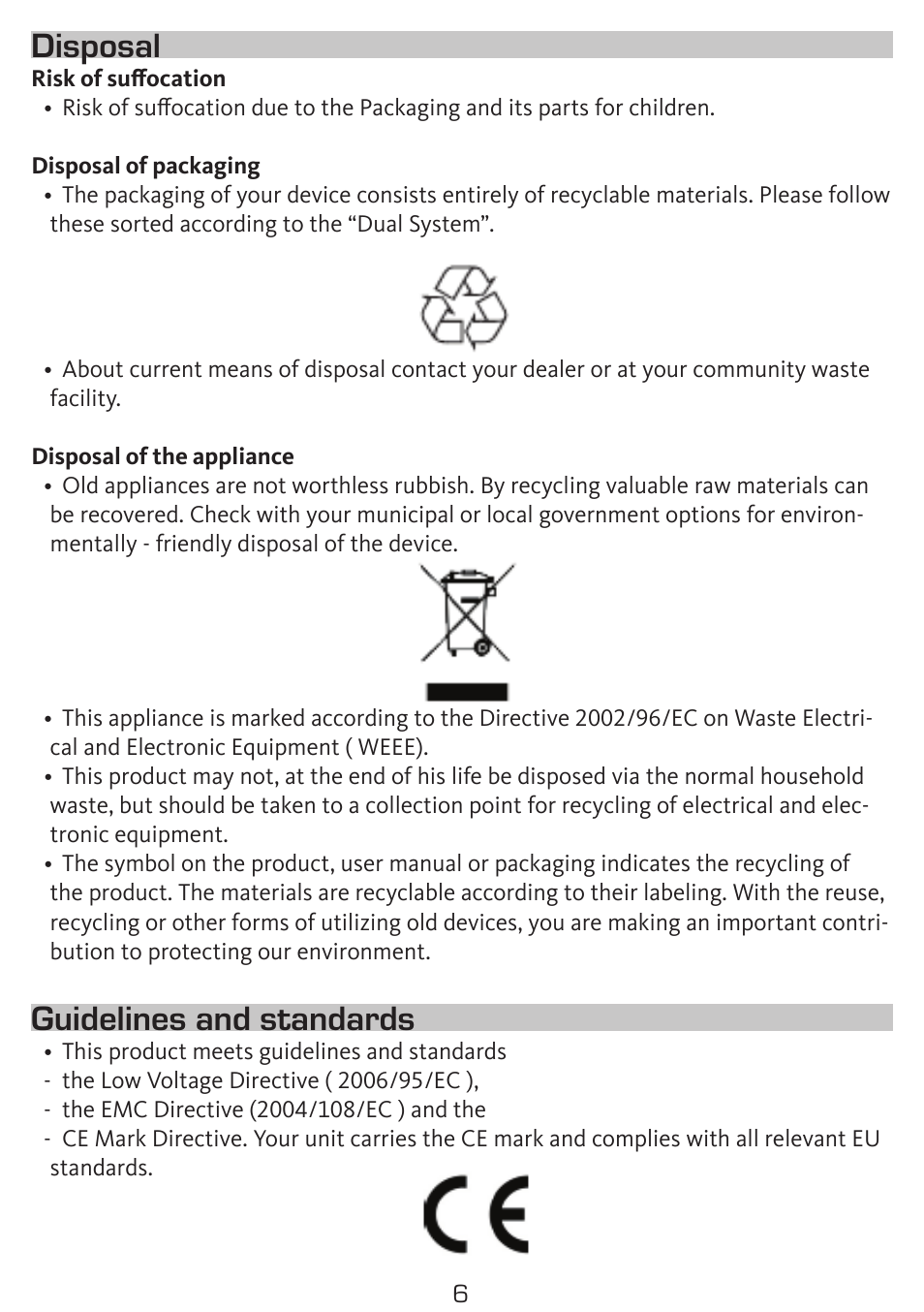 Disposal, Guidelines and standards | TechniSat DigitRadio 50 User Manual | Page 6 / 23