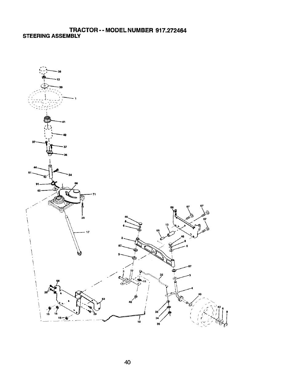 Steering assembly | Craftsman 917.272464 User Manual | Page 40 / 60
