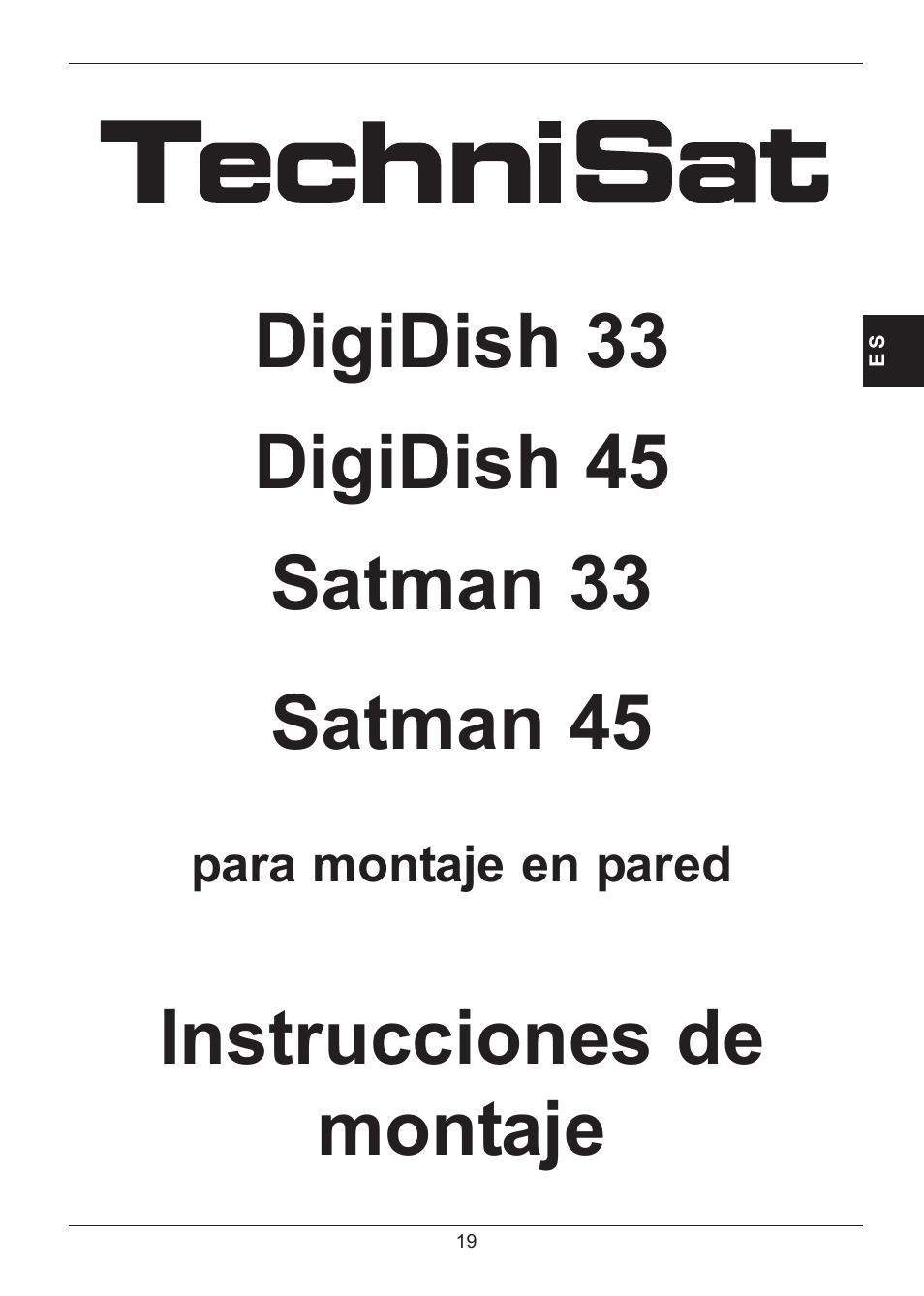 Instrucciones de montaje | TechniSat SATMAN 45 Mounting instruction User Manual | Page 19 / 84