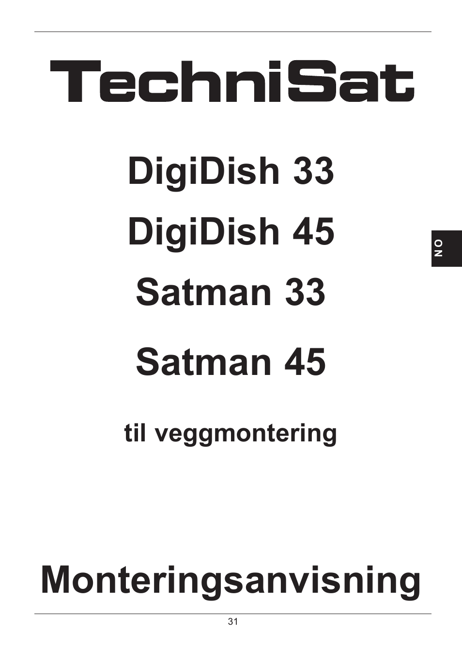 Monteringsanvisning | TechniSat SATMAN 45 Mounting instruction User Manual | Page 31 / 84