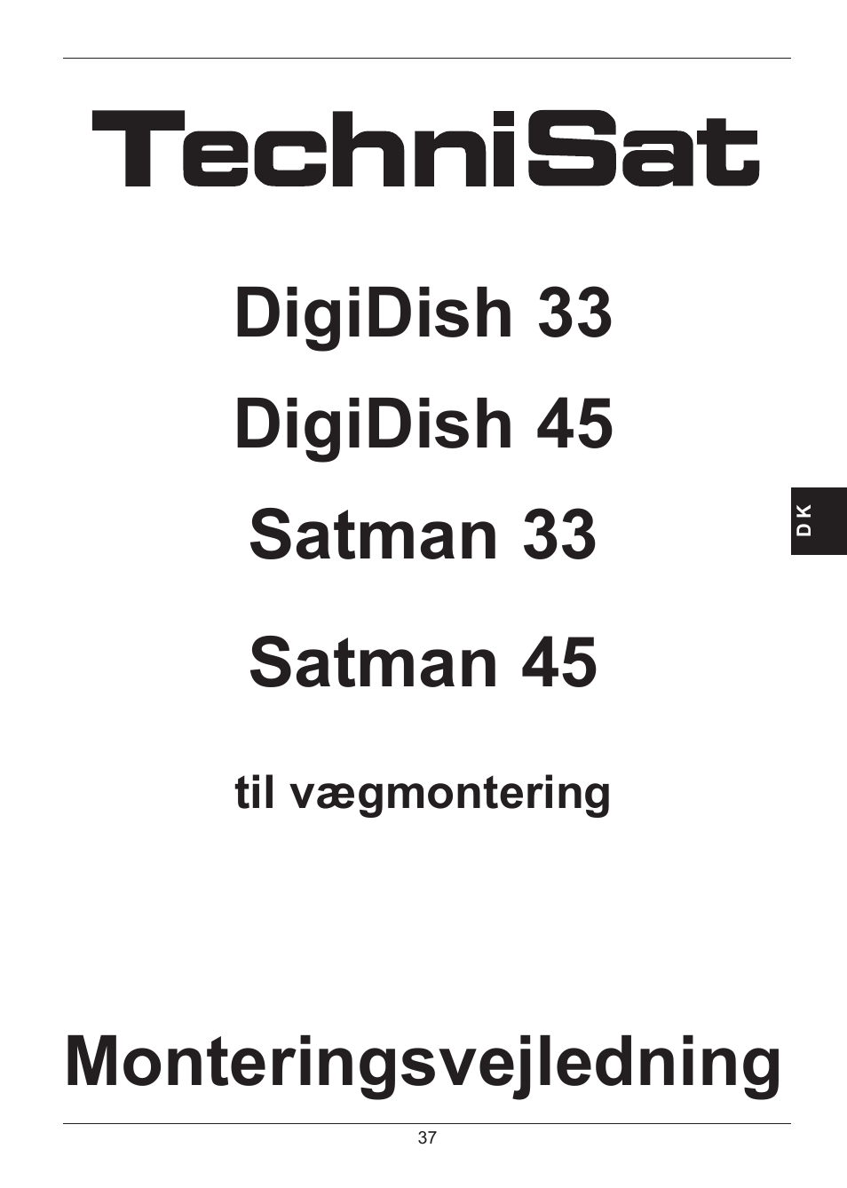 Monteringsvejledning | TechniSat SATMAN 45 Mounting instruction User Manual | Page 37 / 84