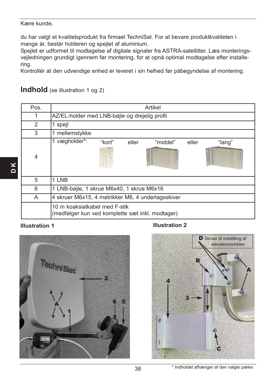 Indhold | TechniSat SATMAN 45 Mounting instruction User Manual | Page 38 / 84