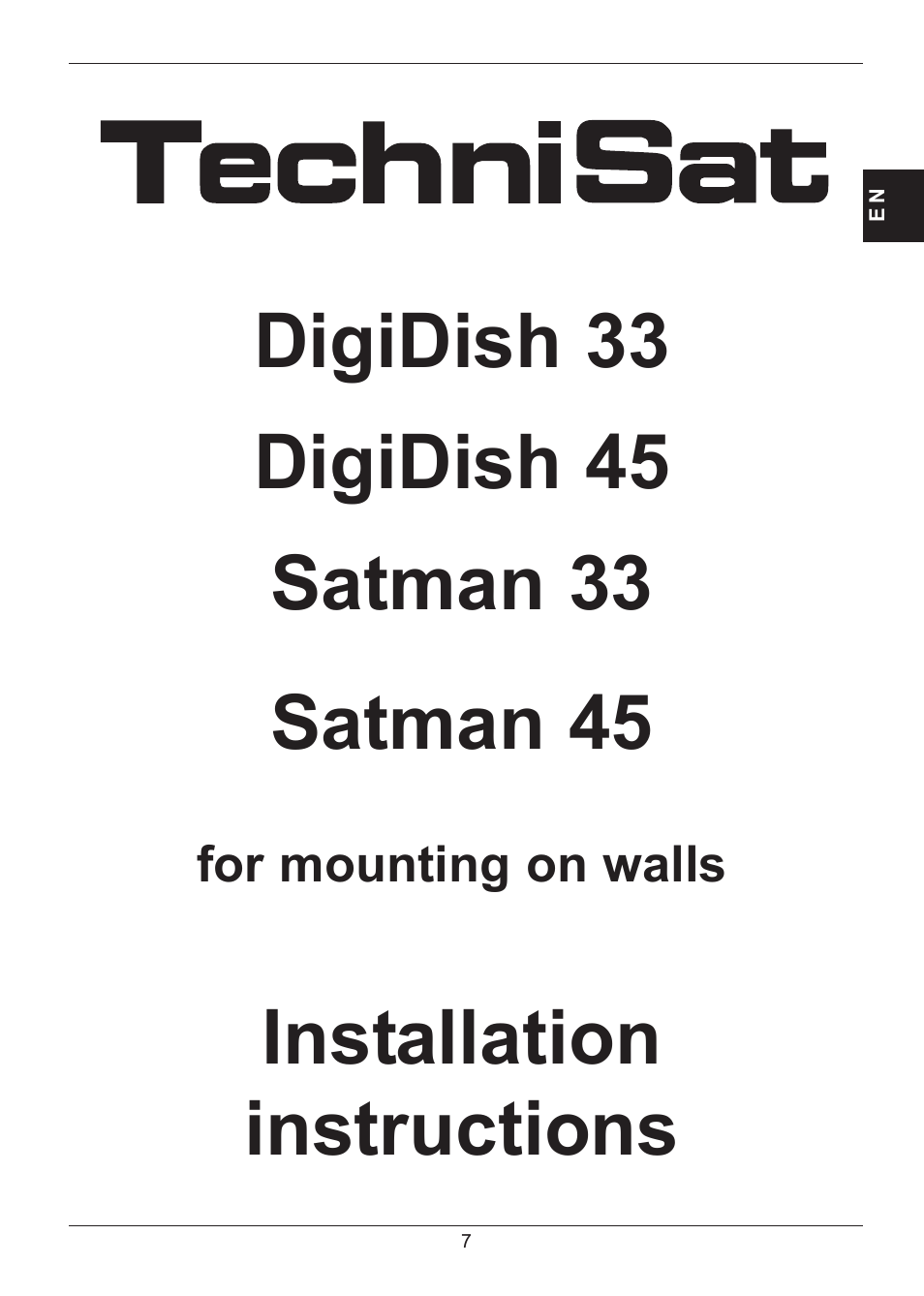 Installation instructions | TechniSat SATMAN 45 Mounting instruction User Manual | Page 7 / 84