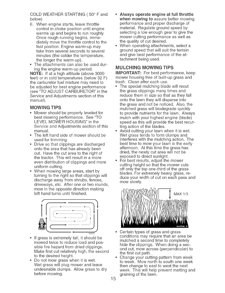 Mowing tips | Craftsman 917.273638 User Manual | Page 15 / 56