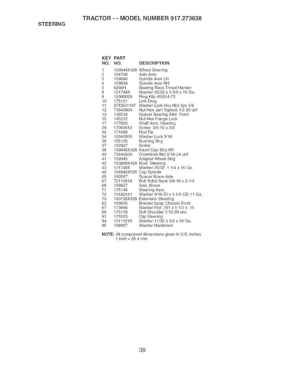 Steering | Craftsman 917.273638 User Manual | Page 39 / 56