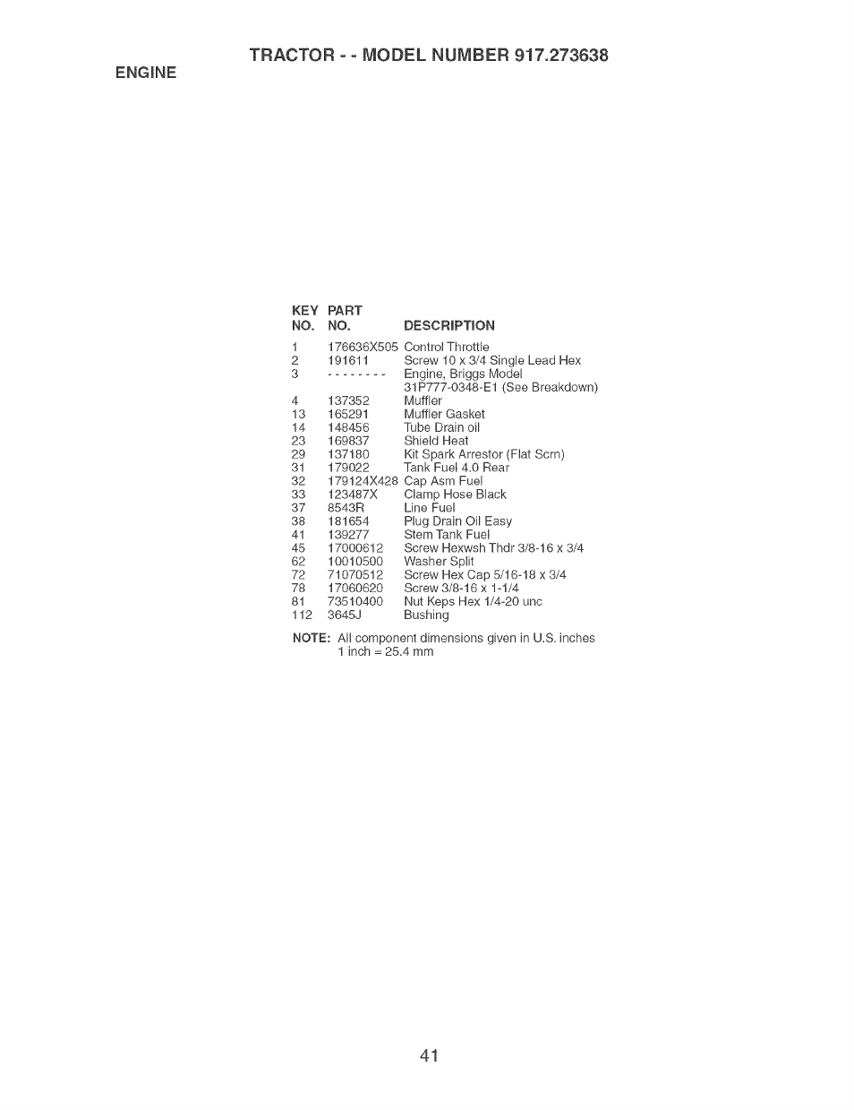 Engine | Craftsman 917.273638 User Manual | Page 41 / 56