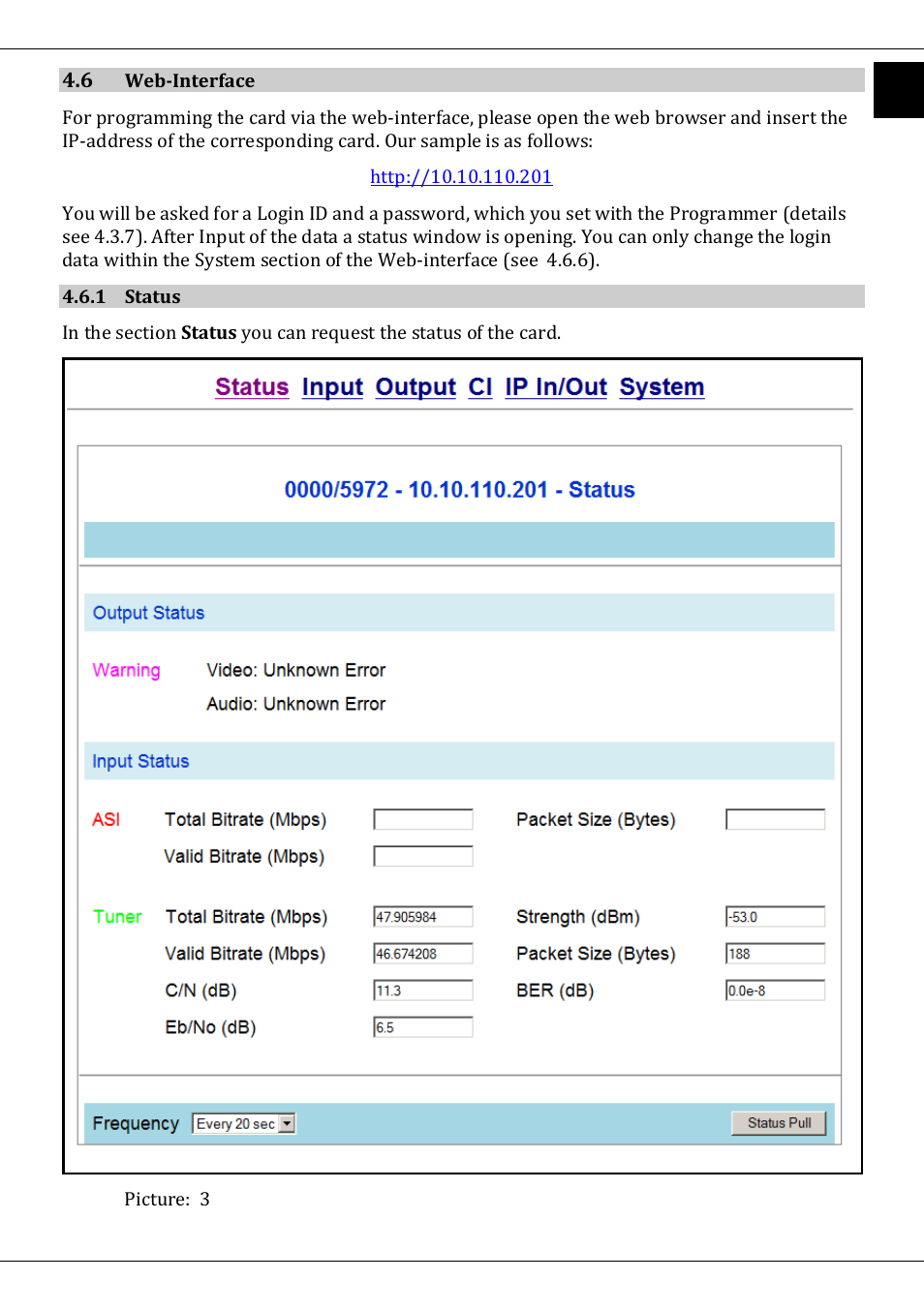 6 web-interface, 1 status | TechniSat DVB-T/IP IRD User Manual | Page 37 / 57