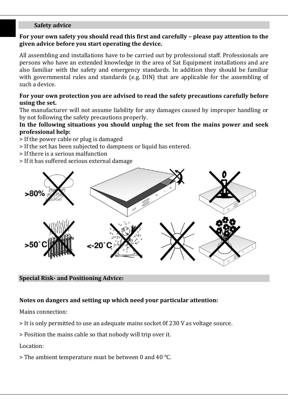 1 safety advice | TechniSat DVB-T/IP IRD User Manual | Page 4 / 57
