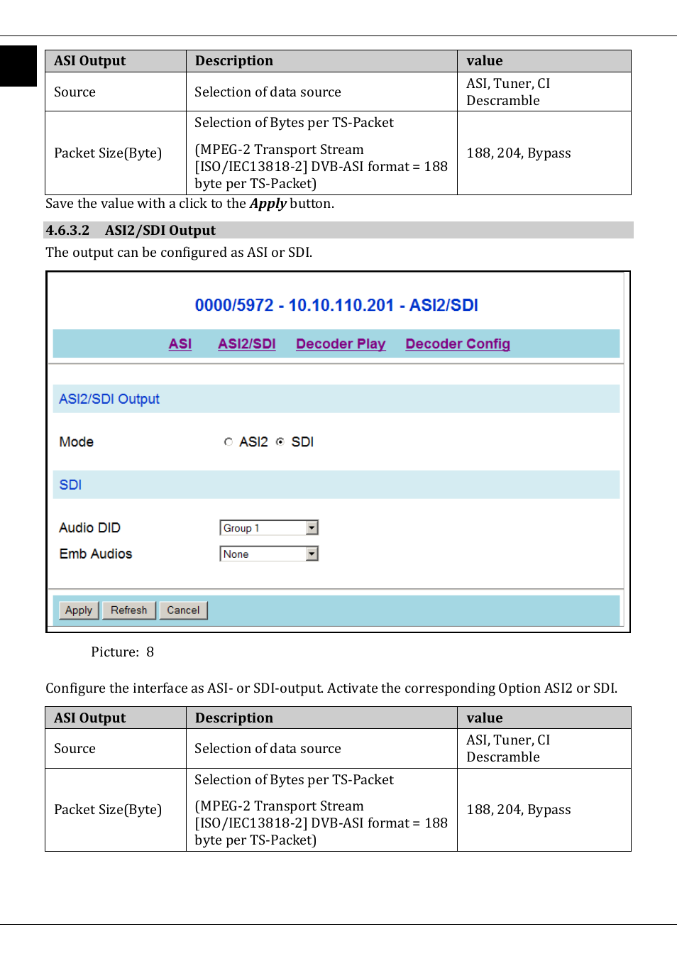 2 asi2/sdi output | TechniSat DVB-T/IP IRD User Manual | Page 42 / 57