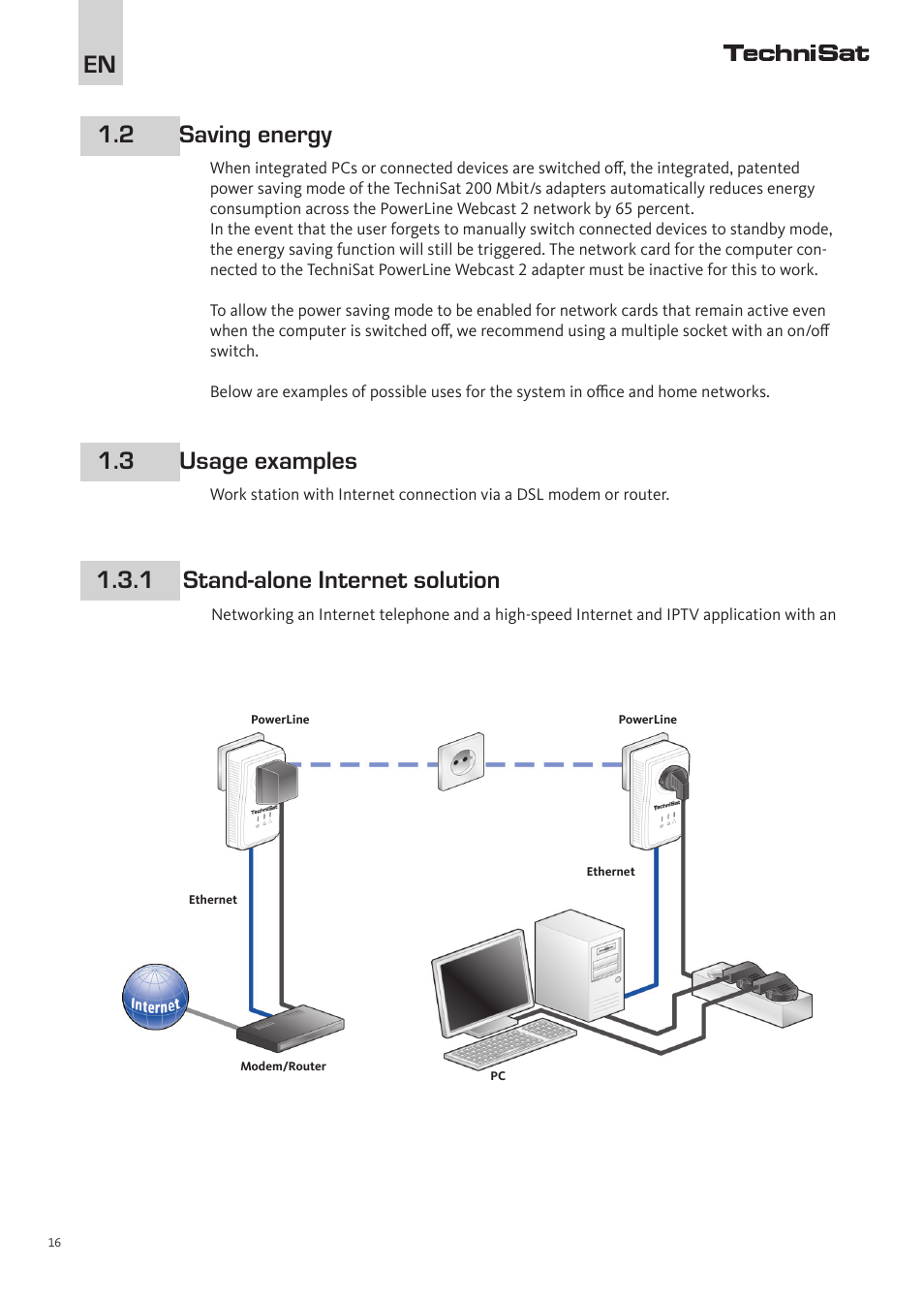 En 1.2 saving energy | TechniSat PowerLine Webcast 2 User Manual | Page 16 / 40