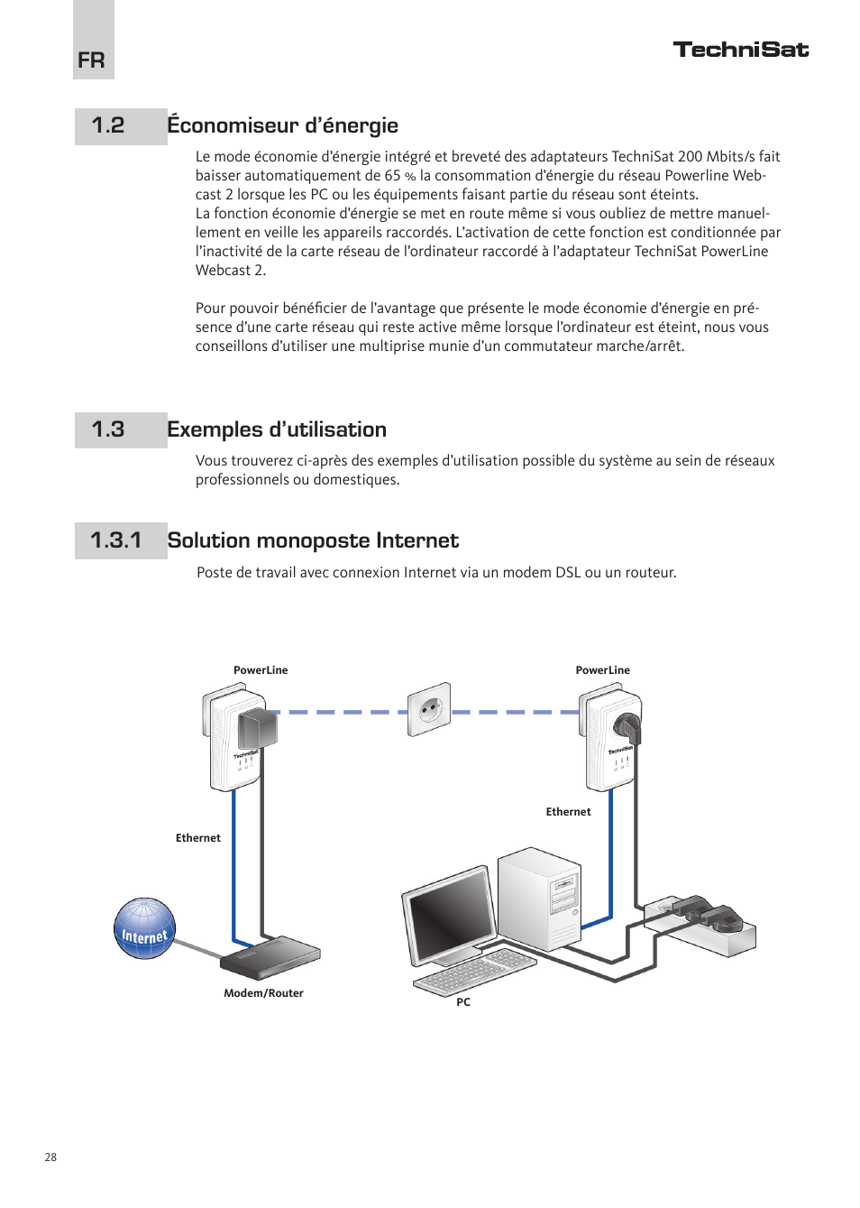 Fr 1.2 économiseur d’énergie | TechniSat PowerLine Webcast 2 User Manual | Page 28 / 40