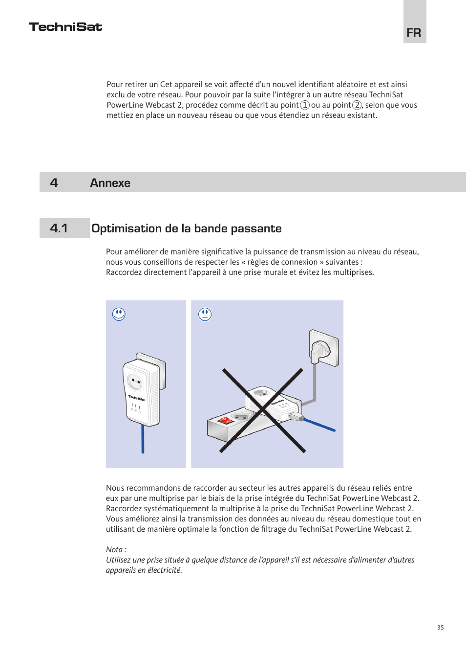 4 annexe 4.1 optimisation de la bande passante | TechniSat PowerLine Webcast 2 User Manual | Page 35 / 40