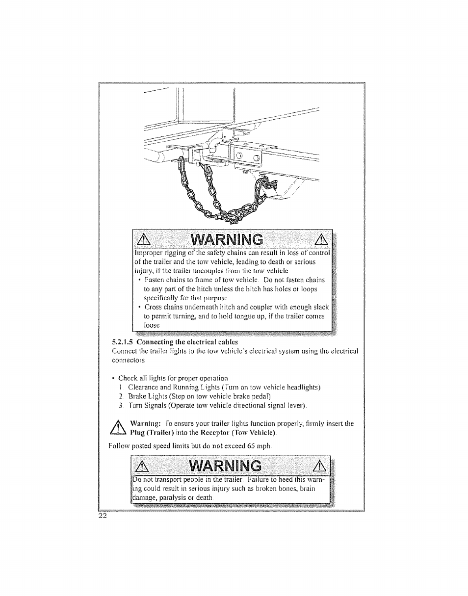 A warning, Warning | Craftsman 123.24201 User Manual | Page 22 / 56