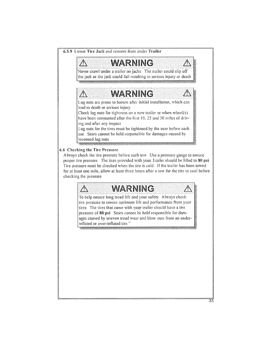 Awarning a, Warning | Craftsman 123.24201 User Manual | Page 35 / 56