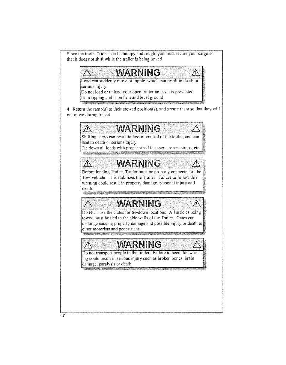 Awarning a, Жwarning a, Warning | Craftsman 123.24201 User Manual | Page 40 / 56