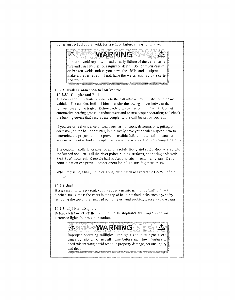 Awarning a, Warning | Craftsman 123.24201 User Manual | Page 47 / 56