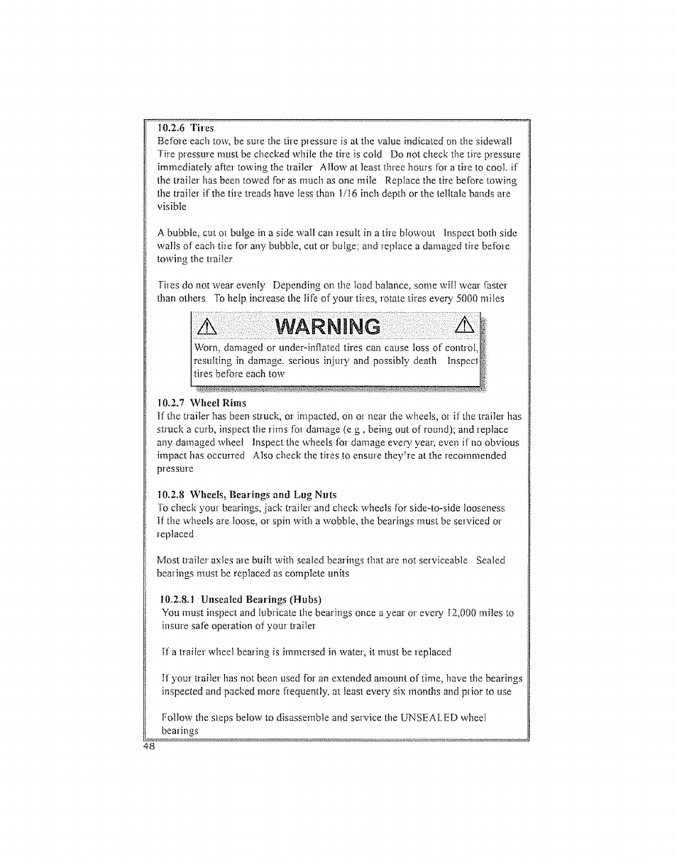 Warning | Craftsman 123.24201 User Manual | Page 48 / 56
