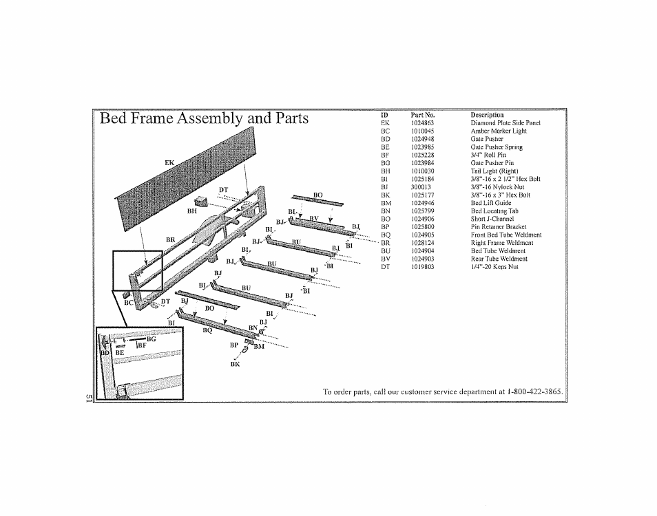 Bed frame assembly and parts | Craftsman 123.24201 User Manual | Page 51 / 56
