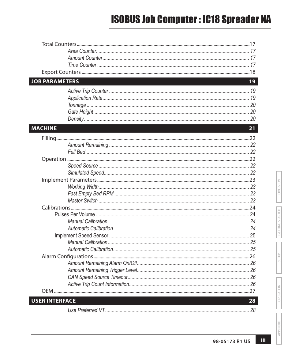 Isobus job computer : ic18 spreader na | TeeJet IC18 SPREADER JOB COMPUTER User Manual | Page 4 / 47