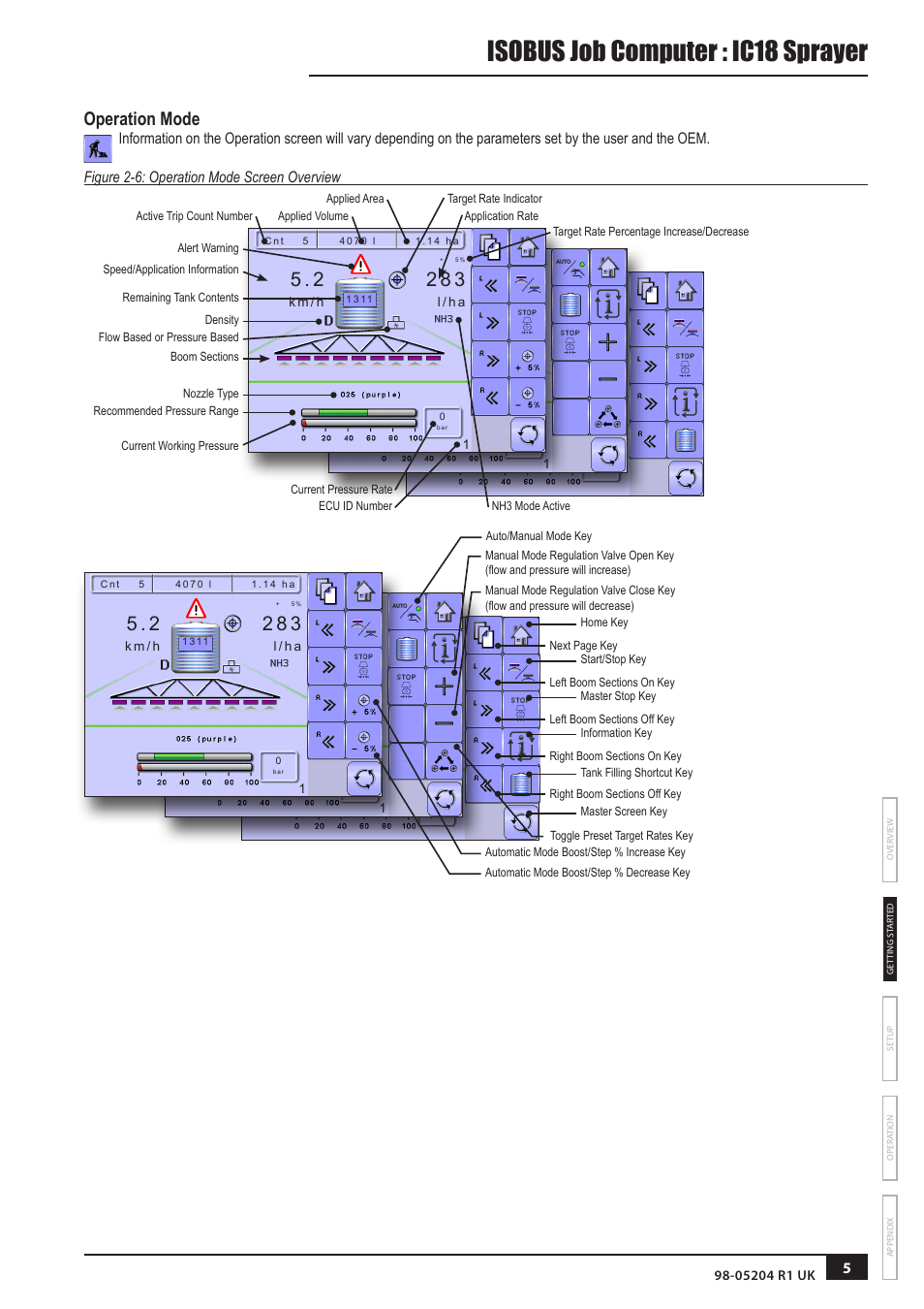 Isobus job computer : ic18 sprayer, Operation mode | TeeJet IC18 SPRAYER JOB COMPUTER User Manual | Page 10 / 43
