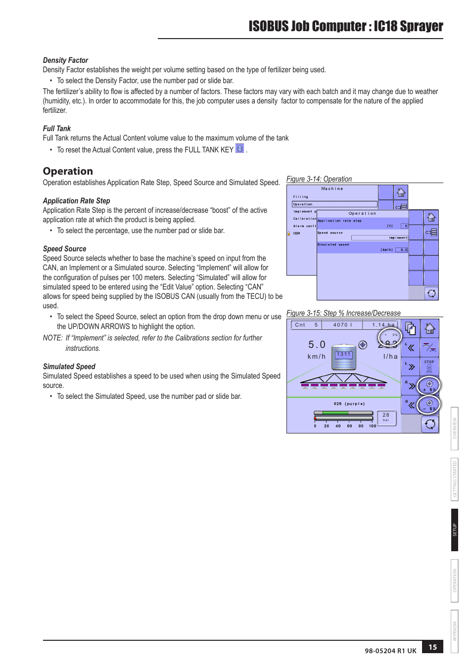 Isobus job computer : ic18 sprayer, Operation | TeeJet IC18 SPRAYER JOB COMPUTER User Manual | Page 20 / 43