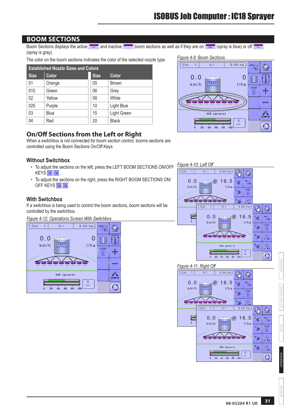 Isobus job computer : ic18 sprayer, Without switchbox, With switchbox | TeeJet IC18 SPRAYER JOB COMPUTER User Manual | Page 36 / 43