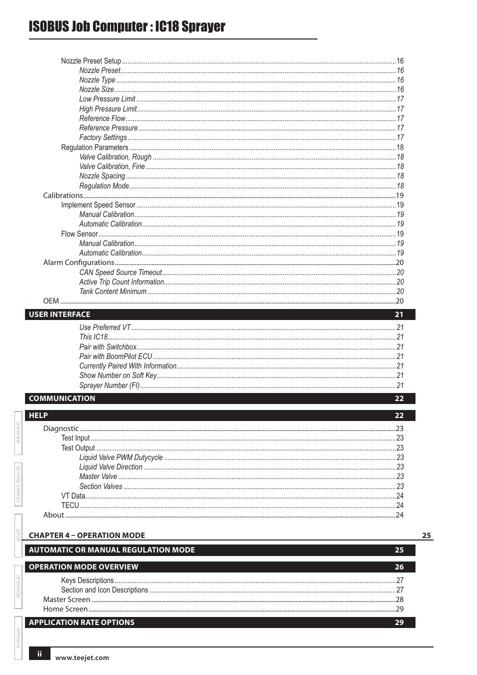 Isobus job computer : ic18 sprayer | TeeJet IC18 SPRAYER JOB COMPUTER User Manual | Page 4 / 43