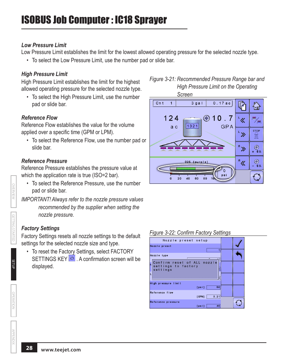 Isobus job computer : ic18 sprayer | TeeJet IC18 SPRAYER JOB COMPUTER User Manual | Page 34 / 68