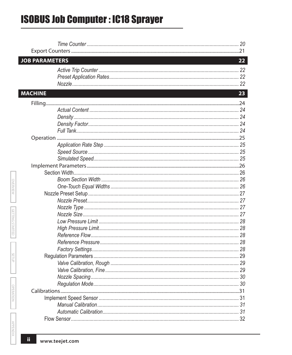 Isobus job computer : ic18 sprayer | TeeJet IC18 SPRAYER JOB COMPUTER User Manual | Page 4 / 68