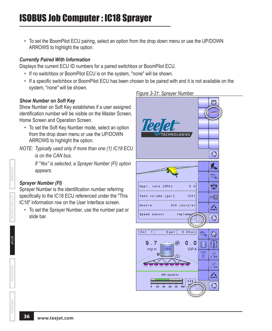 Isobus job computer : ic18 sprayer | TeeJet IC18 SPRAYER JOB COMPUTER User Manual | Page 42 / 68