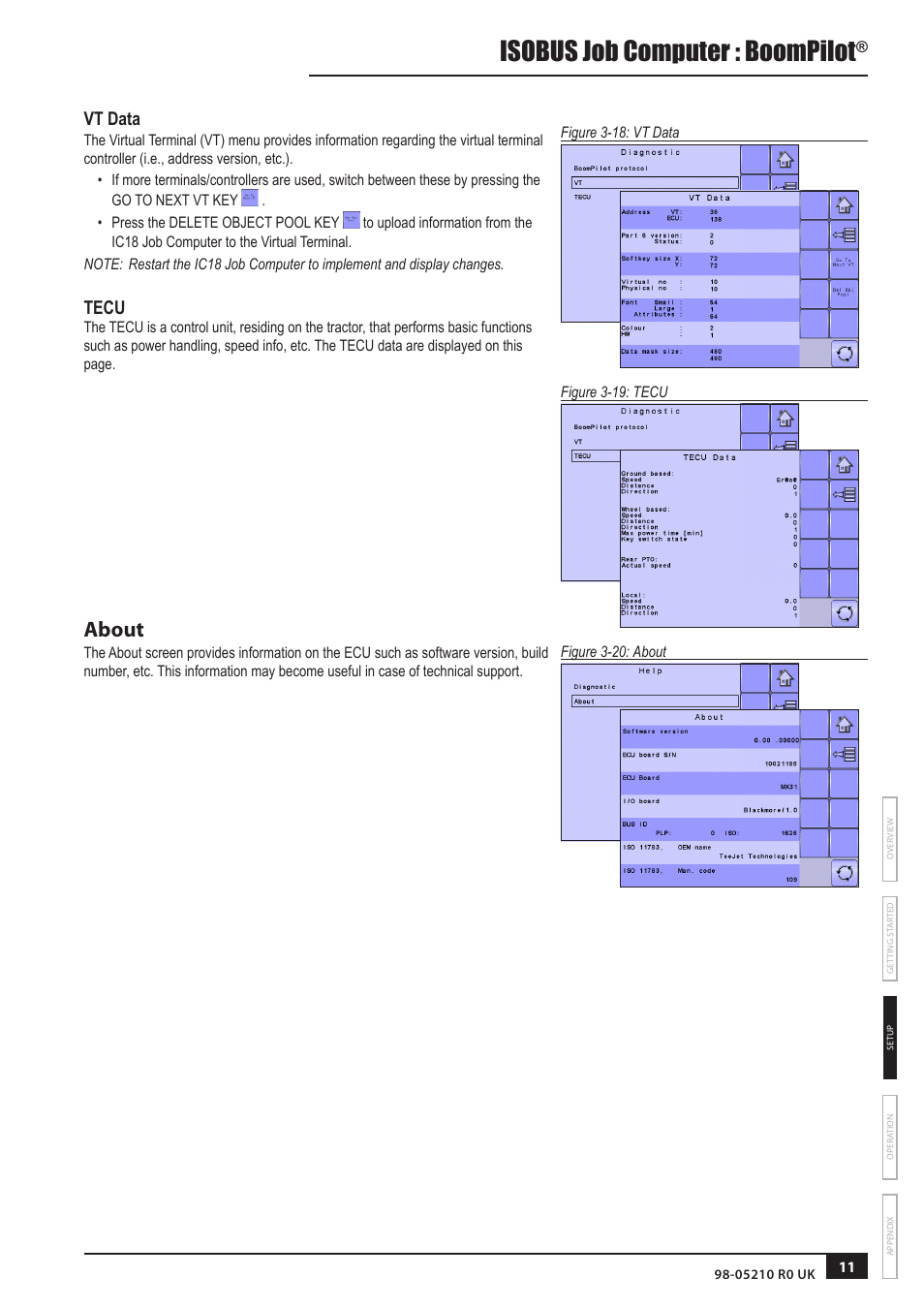 Vt data, Tecu, About | Isobus job computer : boompilot | TeeJet BOOMPILOT JOB COMPUTER User Manual | Page 15 / 21