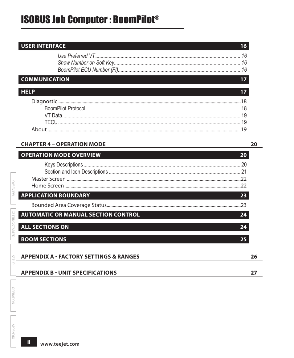 Isobus job computer : boompilot | TeeJet BOOMPILOT JOB COMPUTER User Manual | Page 4 / 32