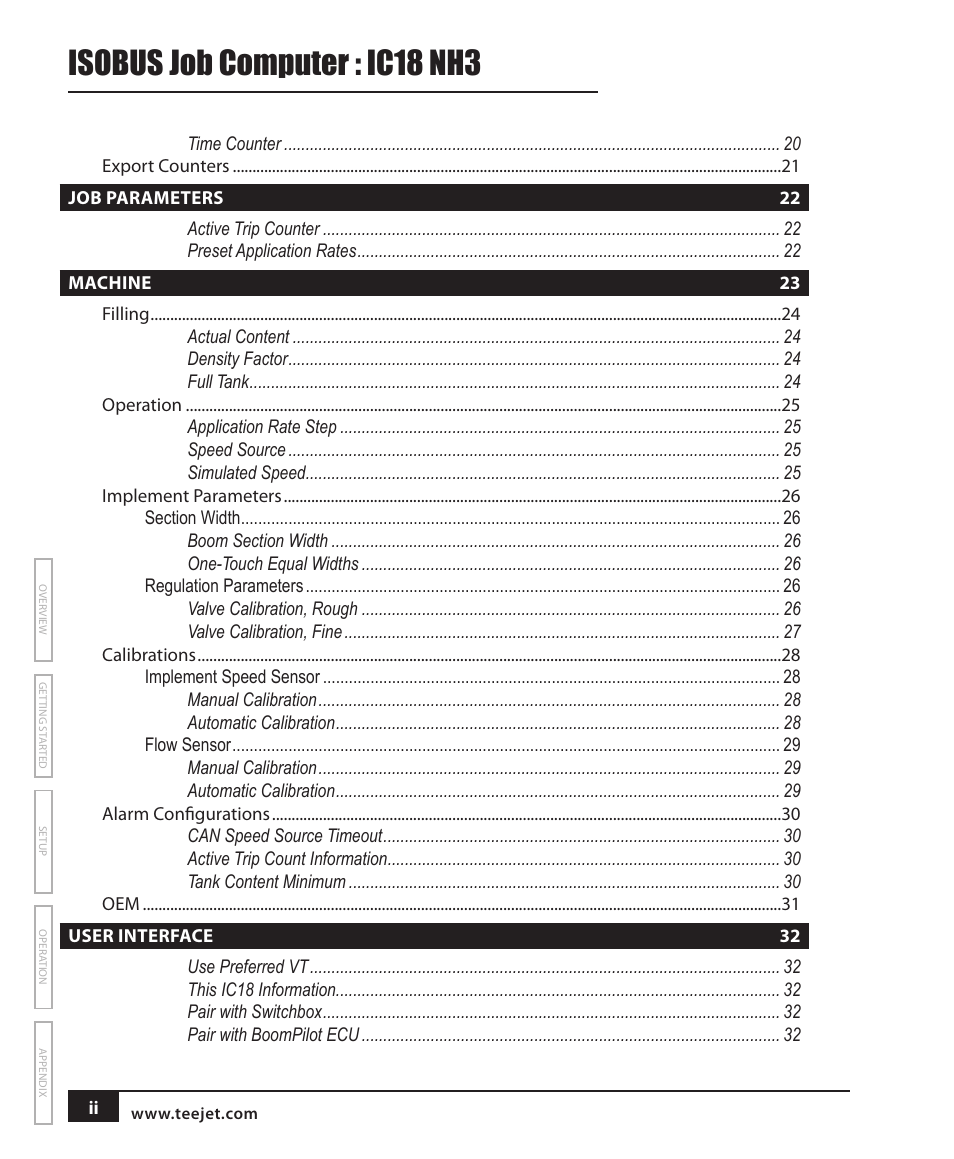 Isobus job computer : ic18 nh3 | TeeJet IC18 NH3 JOB COMPUTER User Manual | Page 4 / 63