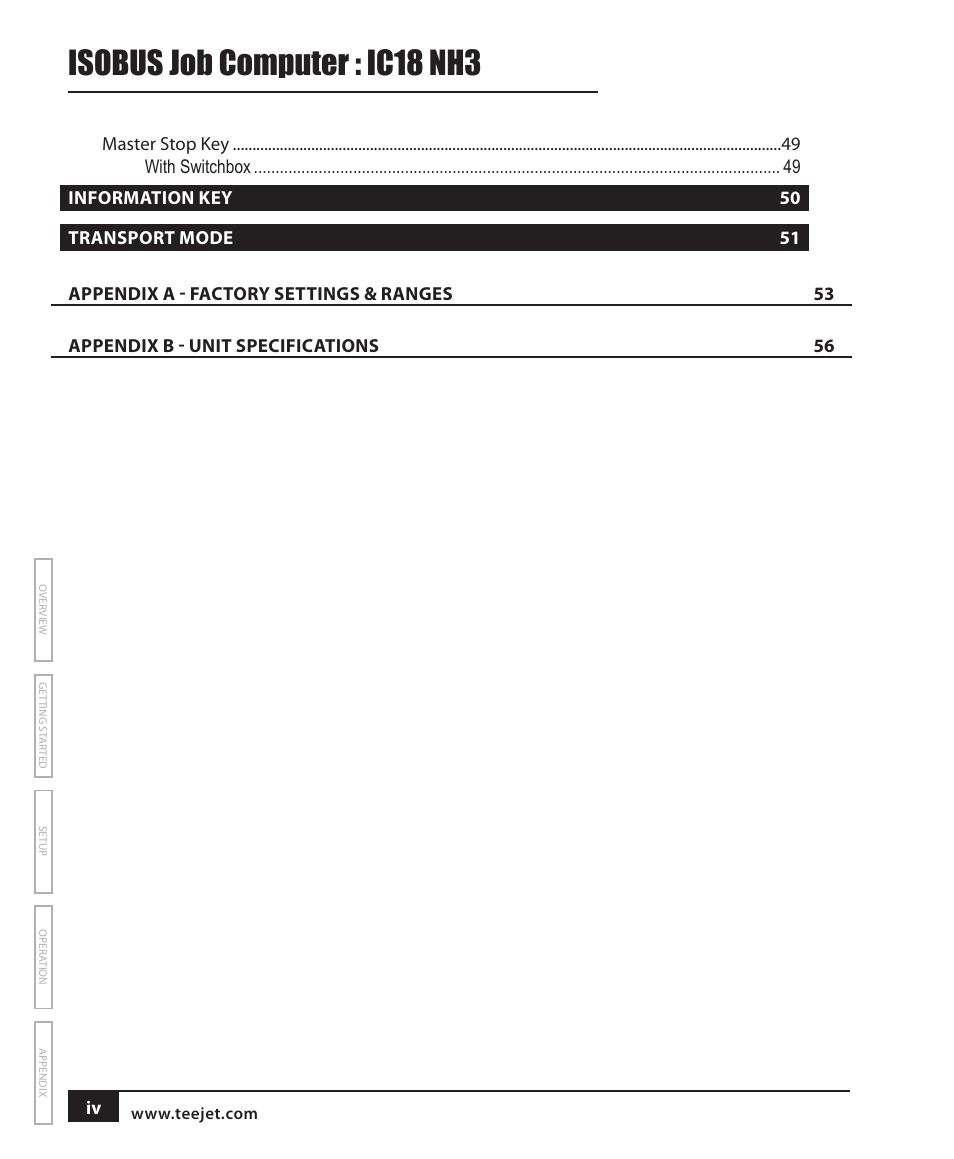 Isobus job computer : ic18 nh3 | TeeJet IC18 NH3 JOB COMPUTER User Manual | Page 6 / 63