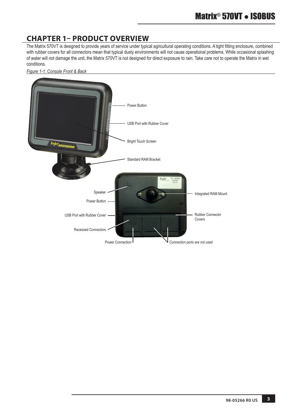 Chapter 1– product overview, Matrix, 570vt ● isobus | TeeJet MATRIX 570VT Software version 1.00 User Manual | Page 3 / 12