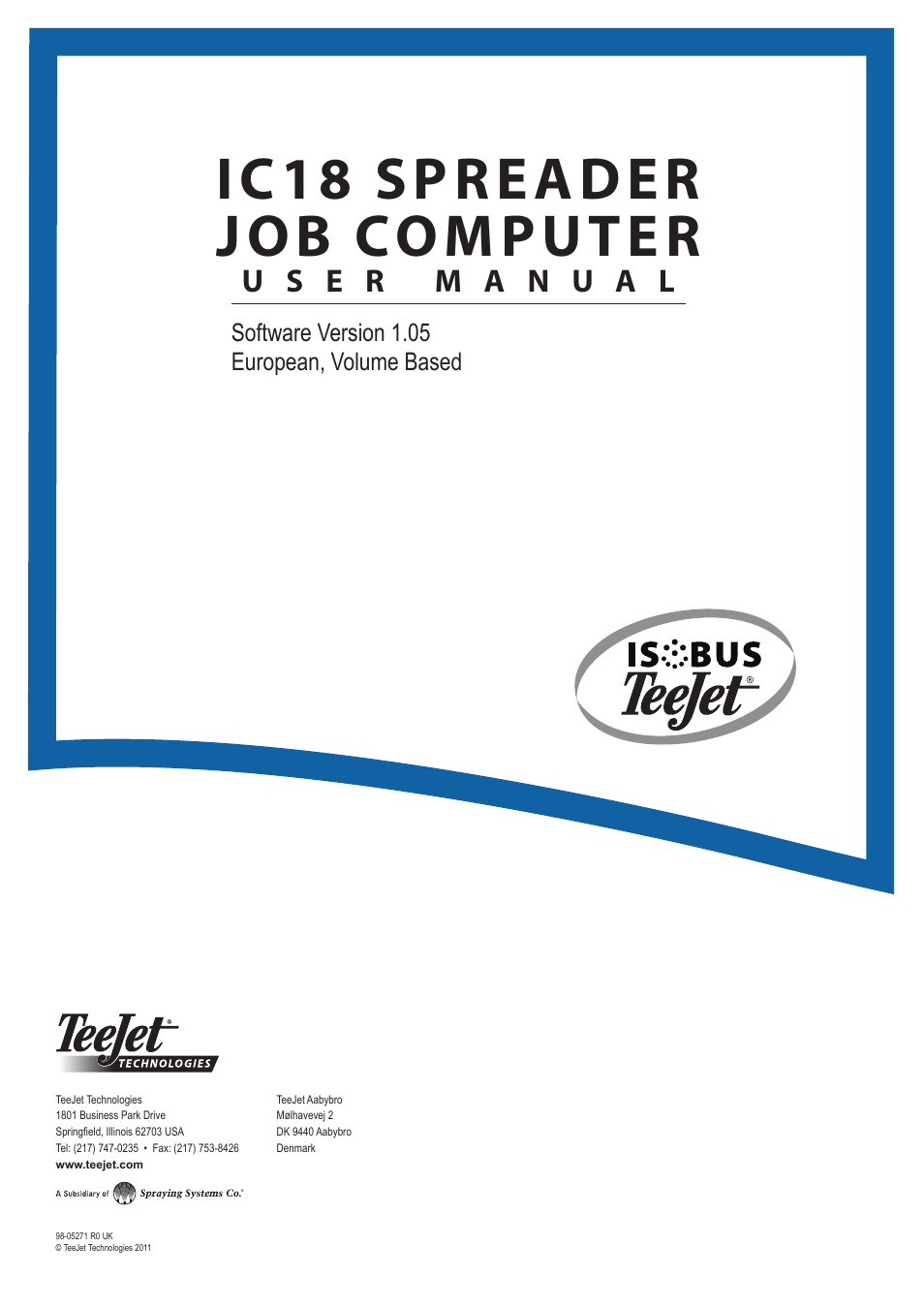 Ic18 spreader job computer | TeeJet IC18 SPREADER JOB COMPUTER User Manual | Page 32 / 32
