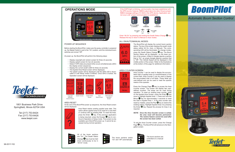 TeeJet BoomPilot User Manual | 2 pages