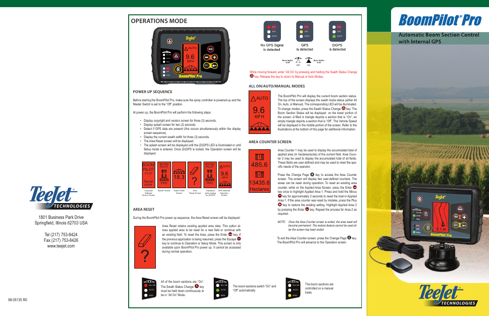 TeeJet BoomPilot Pro Metric User Manual | 2 pages