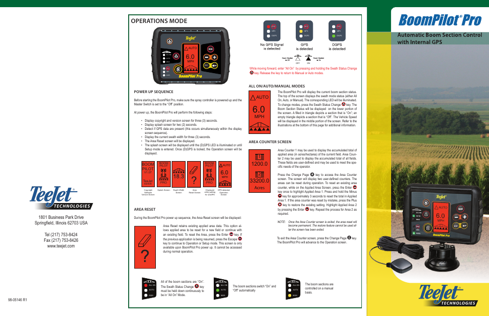 TeeJet BoomPilot Pro User Manual | 2 pages