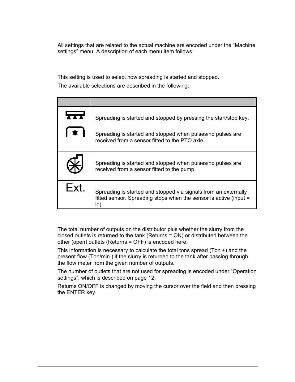 Machine settings | TeeJet 500 SLURRY COMPUTER User Manual | Page 14 / 30