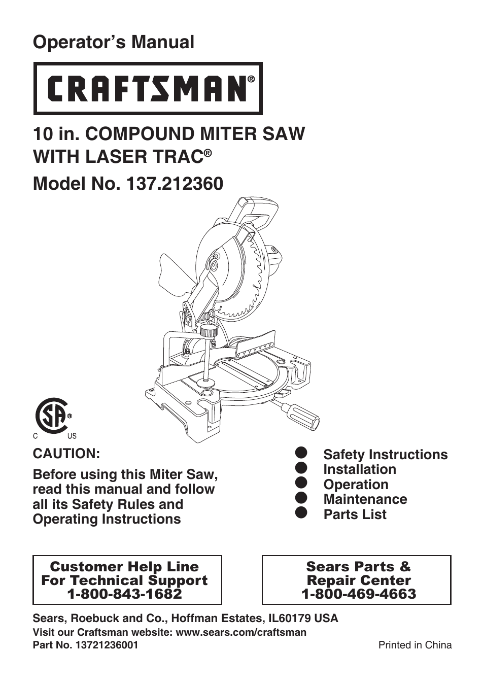 Craftsman 137.21236 User Manual | 29 pages