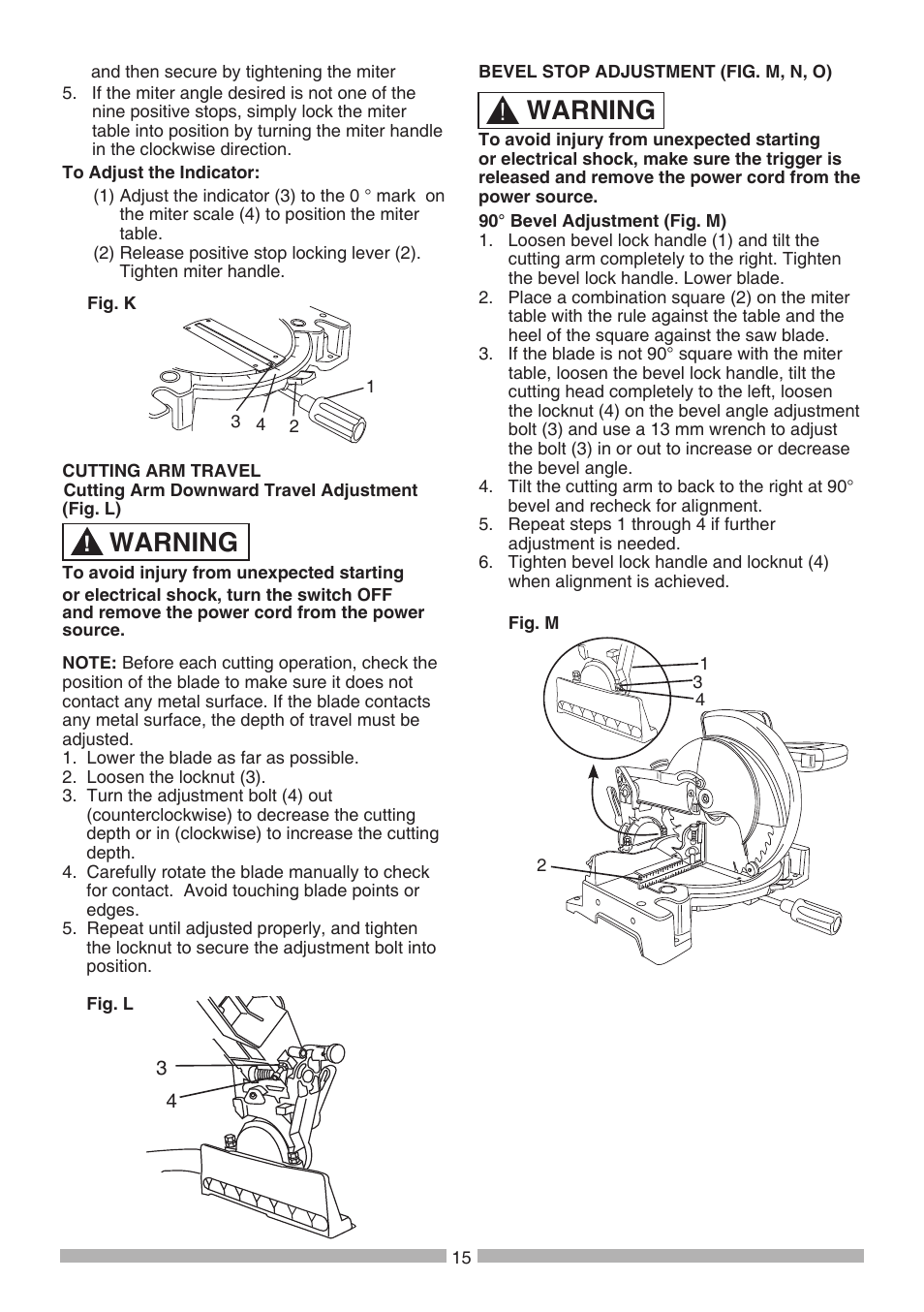 Warning | Craftsman 137.21236 User Manual | Page 15 / 29