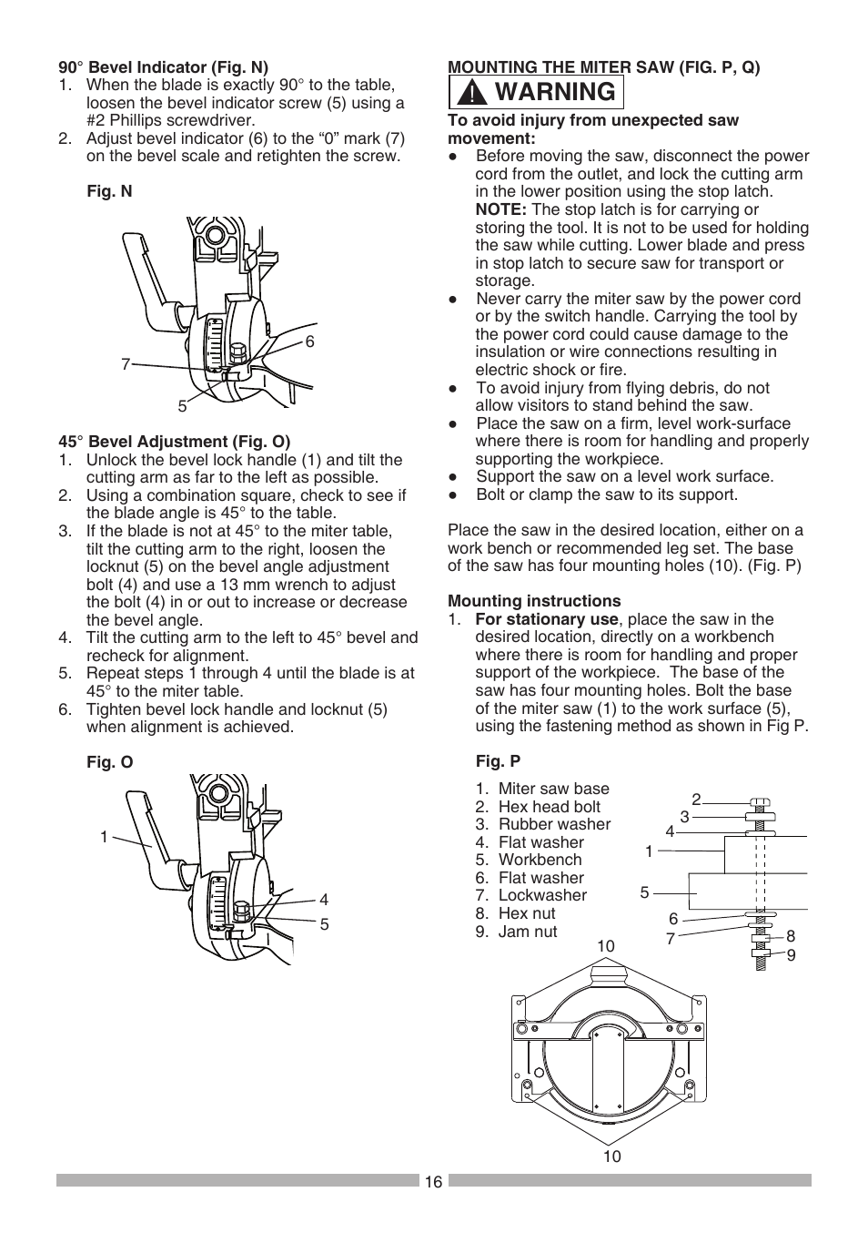 Warning | Craftsman 137.21236 User Manual | Page 16 / 29