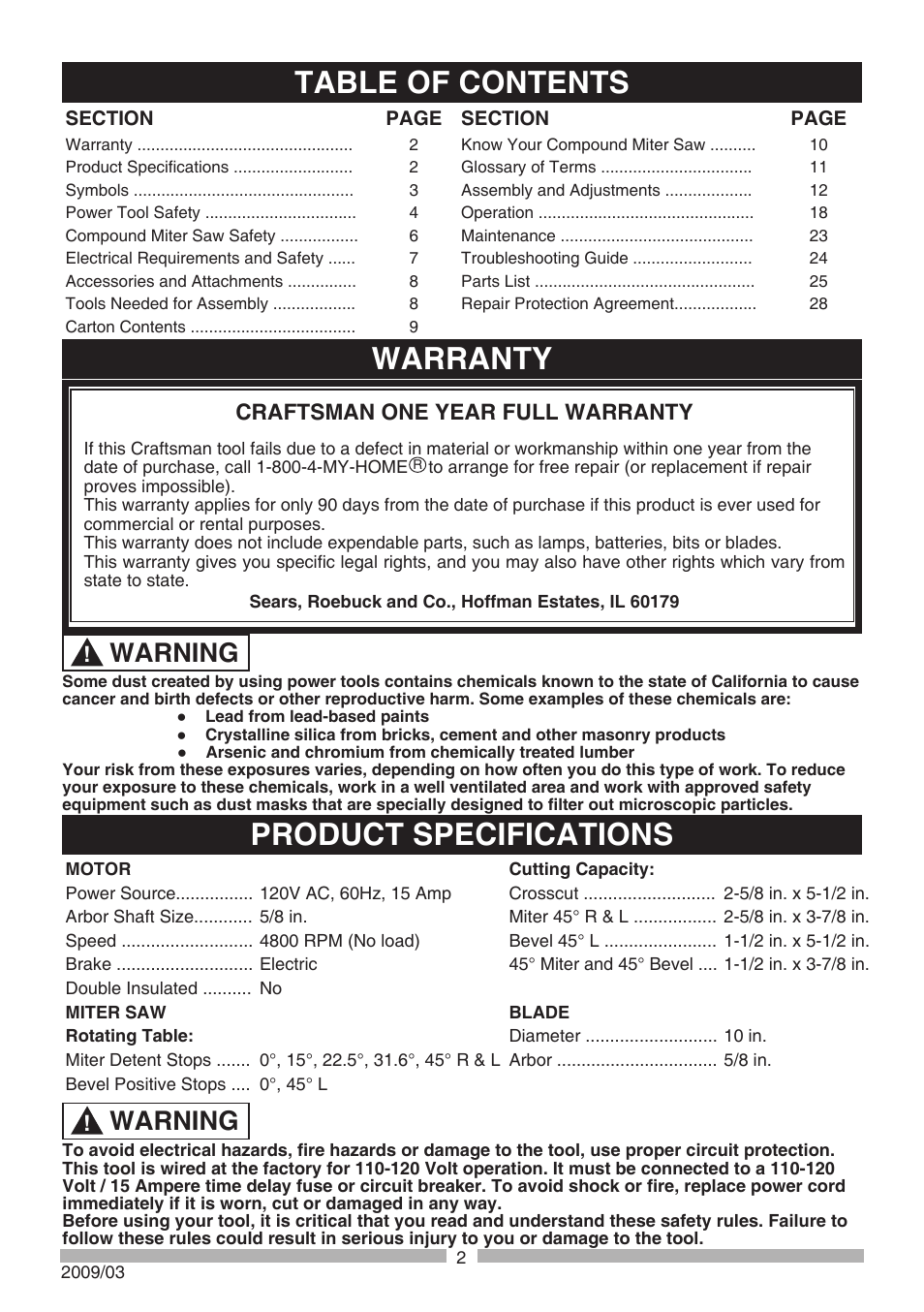 Craftsman 137.21236 User Manual | Page 2 / 29