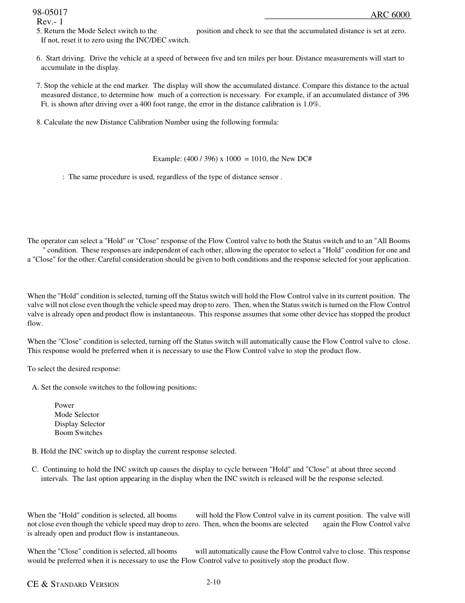 Status switch, All booms "off, Status switch -10 2.8.2. all booms "off" -10 | TeeJet ARC-6000 User Manual | Page 20 / 50