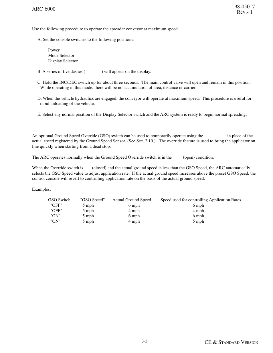 Ground speed override (gso) | TeeJet ARC-6000 User Manual | Page 25 / 50