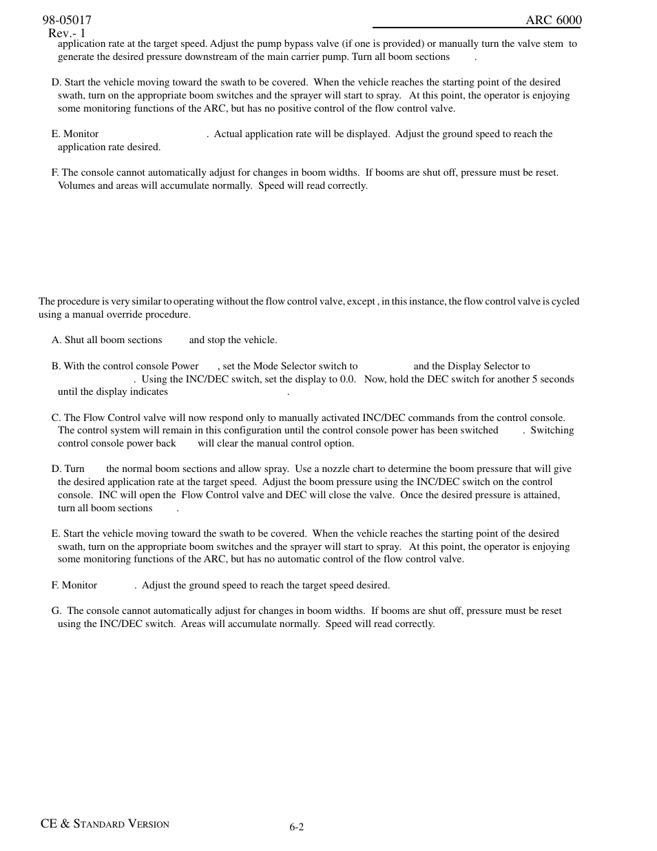 Flowmeter failure (liquid applicator), Flowmeter failure (liquid applicator) -2 | TeeJet ARC-6000 User Manual | Page 34 / 50