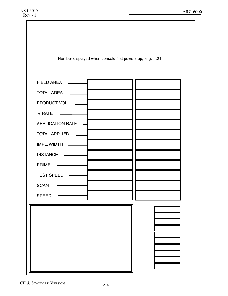 A-3 arc service form, Fill out before calling for faster service, Values displayed by arc-6000 | TeeJet ARC-6000 User Manual | Page 38 / 50