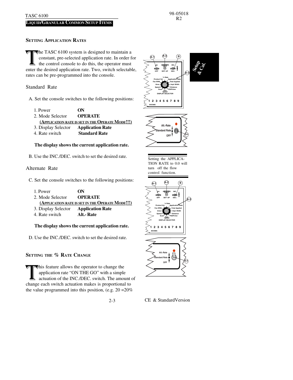 Standard rate, Alternate rate | TeeJet TASC-6100 User Manual | Page 19 / 86